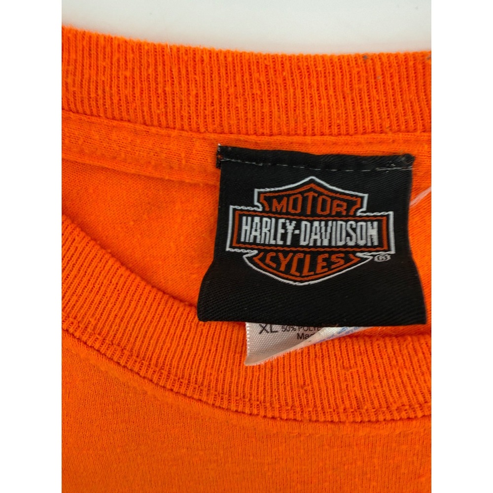Harley Davidson Mens Long Sleeve Shirt Orange Attitude Flames‎ Newnan Georgia - Picture 2 of 11